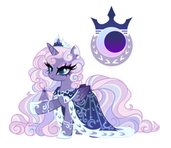 Size: 3050x2652 | Tagged: safe, artist:afterglory, derpibooru import, oc, oc only, alicorn, pony, adoptable, alicorn oc, alternate versions at source, base used, blue eyes, blue pupils, bracer, cape, clothes, colored eyelashes, colored pupils, colored wings, colored wingtips, crown, curly hair, curly mane, curly tail, dress, ear markings, female, female oc, folded wings, for sale, gradient wings, gradient wingtips, hair accessory, hair tie, hoof shoes, horn, jewelry, lidded eyes, long mane, long tail, mane accessory, mare, mare oc, multicolored mane, multicolored tail, princess shoes, purple coat, purple eyelashes, raised hoof, raised leg, regalia, signature, simple background, solo, sparkly eyeshadow, tail, thick eyelashes, three quarter view, tiara, tied mane, transparent background, unicorn horn, unnamed oc, wall of tags, wings