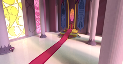 Size: 1908x992 | Tagged: safe, artist:marsminer, derpibooru import, 3d, 3d model, canterlot castle interior, no pony, stained glass, throne, throne room, vrchat