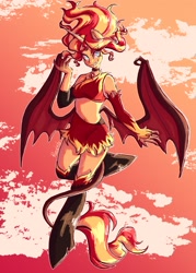 Size: 1463x2048 | Tagged: safe, artist:reesirie, derpibooru import, sunset satan, sunset shimmer, demon, equestria girls, g4, female, midriff, solo