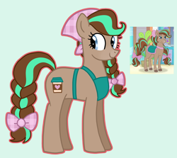 Size: 1708x1522 | Tagged: safe, artist:queertrixie, derpibooru exclusive, derpibooru import, earth pony, horse, pony, apron, bow, braid, clothes, cocoa (wild manes), crossover, female, kerchief, mare, outline, ponified, simple background, solo, species swap, wild manes