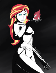 Size: 2550x3300 | Tagged: safe, artist:guanaco14878, derpibooru import, sunset shimmer, human, equestria girls, g4, female, fiery shimmer, fire, solo