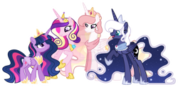 Size: 1275x626 | Tagged: safe, artist:yukkimo, derpibooru import, princess cadance, princess celestia, princess luna, twilight sparkle, twilight sparkle (alicorn), alicorn, pony, deviantart watermark, obtrusive watermark, simple background, transparent background, watermark