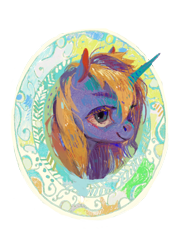 Size: 3508x4961 | Tagged: safe, artist:wolfiedrawie, derpibooru import, oc, oc only, pony, unicorn, bust, horn, solo