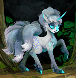 Size: 1890x1937 | Tagged: safe, artist:wolfiedrawie, derpibooru import, oc, oc only, fox, hybrid, pony, unicorn, chest fluff, fetlock tuft, horn, multiple tails, pokémon, solo, tail, vulpix