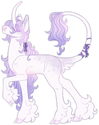 Size: 2096x2652 | Tagged: safe, artist:sleepy-nova, derpibooru import, oc, oc only, oc:ballet dancer, classical unicorn, pony, unicorn, beauty mark, blank flank, bow, cloven hooves, coat markings, colored eyebrows, colored eyelashes, colored hooves, colored pinnae, commission, curved horn, facial markings, frown, gradient mane, gradient tail, hair bow, heart, heart mark, hooves, horn, leonine tail, long horn, long legs, long mane male, long tail, looking back, male, male oc, offspring, parent:fancypants, parent:fleur-de-lis, parents:fancyfleur, profile, purple bow, purple eyes, purple hooves, raised hoof, raised leg, shiny hooves, snip (coat marking), solo, stallion, stallion oc, standing, standing on three hooves, tail, tail bow, tail fluff, tail markings, tall ears, thin, tied mane, unshorn fetlocks, wall of tags, white eyelashes