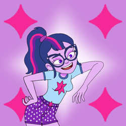 Size: 1280x1280 | Tagged: safe, artist:kaigirly, derpibooru import, sci-twi, twilight sparkle, human, equestria girls, g4, female, hailey's on it!, icon