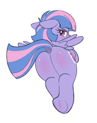 Size: 1680x2136 | Tagged: safe, artist:pestil, derpibooru import, wind sprint, pegasus, pony, after spanking, butt, dock, ears back, female, filly, foal, implied spanking, looking at you, looking back, looking back at you, plot, rear view, reddened butt, tail, tail aside, underhoof, wings