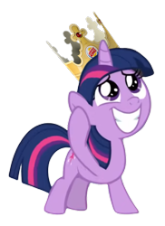 Size: 525x720 | Tagged: safe, derpibooru import, edit, edited screencap, screencap, twilight sparkle, unicorn twilight, pony, unicorn, g4, season 9, sparkle's seven, burger king, burger king crown, crown, cute, female, filly, filly twilight sparkle, foal, happy, horn, jewelry, looking up, png, raised hoof, raised leg, regalia, simple background, smol, solo, transparent background, twiabetes, wide smile, younger