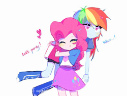 Size: 750x571 | Tagged: safe, artist:xingkongkong458, derpibooru import, pinkie pie, rainbow dash, equestria girls, g4, simple background, solo, white background