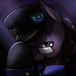 Size: 400x400 | Tagged: safe, artist:wolfiedrawie, derpibooru import, oc, oc only, earth pony, pony, cap, captain, clothes, glasses, hat, male, new lunar republic, solo, stallion, uniform