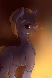 Size: 800x1200 | Tagged: safe, artist:wolfiedrawie, derpibooru import, oc, oc only, earth pony, pony, cigarette, male, smoking, solo, stallion, unshorn fetlocks