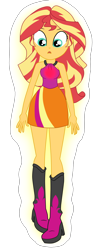 Size: 1900x5134 | Tagged: safe, artist:gmaplay, derpibooru import, sunset shimmer, pony, equestria girls, g4, rainbow rocks, bare shoulders, cute, ears, imminent transformation, outline, ponied up, ponified, pony ears, rainbow rocks 10th anniversary, shimmerbetes, simple background, sleeveless, solo, species swap, sunset shimmer's skirt, transparent background, white outline