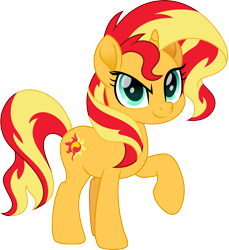 Size: 1647x1800 | Tagged: safe, artist:cloudy glow, derpibooru import, sunset shimmer, pony, unicorn, g4, cute, female, horn, looking at you, mare, movie accurate, raised hoof, raised leg, shimmerbetes, simple background, solo, sunset shimmer day, transparent background, vector