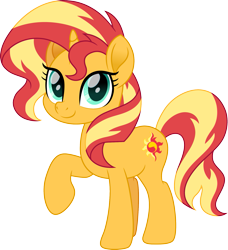 Size: 1643x1800 | Tagged: safe, artist:cloudy glow, derpibooru import, sunset shimmer, pony, unicorn, g4, cute, female, horn, looking at you, mare, movie accurate, raised hoof, raised leg, shimmerbetes, simple background, solo, sunset shimmer day, transparent background, vector