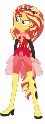 Size: 1700x4599 | Tagged: safe, artist:gmaplay, derpibooru import, sunset shimmer, human, better together, cheer you on, equestria girls, g4, boots, clothes, fingerless gloves, gloves, ponied up, see-through, shoes, simple background, sleeveless, solo, super ponied up, transparent background