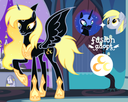 Size: 1280x1026 | Tagged: safe, artist:vi45, derpibooru import, derpy hooves, nightmare moon, oc, alicorn, pony, female, fusion, fusion:derpy hooves, fusion:nightmare moon, mare