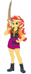 Size: 2300x5511 | Tagged: safe, artist:gmaplay, derpibooru import, sunset shimmer, human, equestria girls, g4, boots, clothes, kamen rider ryuki, shoes, simple background, solo, sword, transparent background, weapon