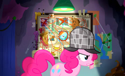 Size: 939x572 | Tagged: safe, derpibooru import, pinkie pie, earth pony, pony, g4, secrets and pies, indoors