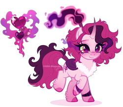 Size: 1750x1526 | Tagged: safe, artist:gihhbloonde, derpibooru import, oc, pony, unicorn, female, horn, mare, offspring, parent:king sombra, parent:pinkie pie, parents:sombrapie, simple background, solo, transparent background