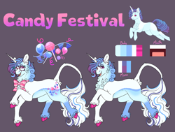 Size: 1280x967 | Tagged: safe, artist:malinraf1615, derpibooru import, oc, oc:candy festival, pony, unicorn, bowtie, glasses, horn, male, necktie, offspring, parent:party favor, parent:sugar belle, parents:partybelle, reference sheet, simple background, solo, stallion