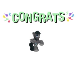 Size: 1024x1024 | Tagged: safe, artist:doodlesinky, derpibooru import, edit, oc, oc only, oc:inky doodles, pegasus, blind bag pony, congratulations, figurine, huh, nonsense, pegasus oc, simple background, solo, toy, white background, wtf