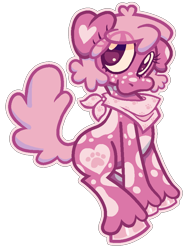 Size: 728x956 | Tagged: safe, artist:cal_alidocious, derpibooru import, oc, oc only, oc:ponypuppy, dog, dog pony, hybrid, original species, pony, 2024, bandana, pink, simple background, solo, transparent background