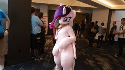 Size: 960x540 | Tagged: safe, derpibooru import, princess cadance, human, g4, convention, crowd, female, fursuit, indoors, irl, irl human, photo, ponysuit, solo focus