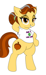 Size: 1220x2000 | Tagged: safe, artist:vomitvomiting, derpibooru import, pony, g4, bipedal, butternut, clothes, drawthread, female, looking at you, mare, requested art, simple background, solo, that pony sure does love humans, white background