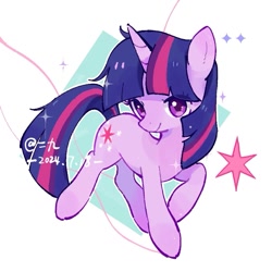 Size: 889x889 | Tagged: safe, artist:xinjunjumin3745912, artist:二九三拾, derpibooru import, twilight sparkle, pony, unicorn, g4, abstract background, female, horn, looking at you, mare, outline, smiling, solo, white outline