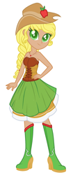 Size: 936x2224 | Tagged: safe, artist:emmakkkkk, artist:mint-light, derpibooru import, applejack, human, g4, alternate hairstyle, applejack's hat, bare shoulders, base used, boots, clothes, corset, cowboy hat, dress, female, gala dress, hat, high heel boots, humanized, jewelry, necklace, shoes, simple background, sleeveless, solo, strapless, white background