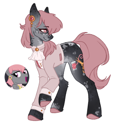 Size: 1000x1000 | Tagged: safe, artist:kazmuun, derpibooru import, prim hemline, earth pony, pony, series:kazmuun's drawing every pony, g4, clothes, coat markings, ear piercing, earring, female, jewelry, mare, piercing, raised hoof, raised leg, redesign, shirt, simple background, solo, transparent background, unshorn fetlocks