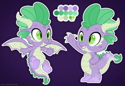 Size: 2905x2000 | Tagged: safe, artist:lovinglypromise, derpibooru import, spike, dragon, g4, alternate design, reference sheet, solo, winged spike, wings