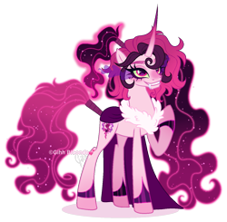 Size: 1277x1254 | Tagged: safe, artist:gihhbloonde, derpibooru import, oc, pony, unicorn, female, horn, mare, offspring, parent:king sombra, parent:pinkie pie, parents:sombrapie, simple background, solo, transparent background