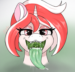 Size: 1600x1528 | Tagged: safe, artist:marbatra, derpibooru import, oc, oc only, oc:peppermint swirl, mawshot, open mouth, teeth