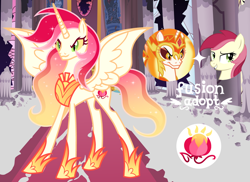 Size: 1280x930 | Tagged: safe, artist:vi45, derpibooru import, daybreaker, roseluck, oc, pony, fusion, fusion:daybreaker, fusion:roseluck