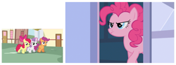 Size: 1379x512 | Tagged: safe, derpibooru import, apple bloom, pinkie pie, scootaloo, sweetie belle, earth pony, pegasus, pony, unicorn, g4, ponyville confidential, angry, cutie mark crusaders, female, filly, foal, horn, mare