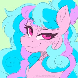 Size: 2048x2048 | Tagged: safe, artist:_candypone_, derpibooru import, oc, oc only, oc:lillith, pegasus, pony, bust, chest fluff, female, mare, pegasus oc, portrait, simple background, smiling, solo