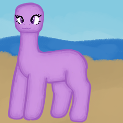 Size: 2048x2048 | Tagged: safe, artist:bigfuzzyfloof, derpibooru import, earth pony, pony, bald, baldlight sparkle, female, mare, outdoors, roblox, sand, solo, water