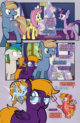 Size: 1920x2948 | Tagged: safe, artist:alexdti, derpibooru import, fluttershy, twilight sparkle, twilight sparkle (alicorn), oc, oc:aqua lux, oc:brainstorm (alexdti), oc:purple creativity, oc:star logic, oc:warm focus, alicorn, angel, pony, comic:quest for friendship retold, devil, shoulder angel, shoulder devil