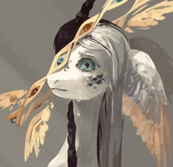 Size: 2861x2768 | Tagged: safe, artist:sivelu, derpibooru import, oc, oc only, angel, angel pony, original species, pony, biblically accurate angels, bust, crying, female, halo, horn, mare, multiple eyes, multiple wings, ophanim, solo, wing ears, wings