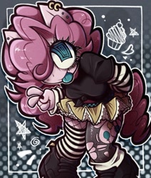 Size: 763x900 | Tagged: safe, artist:canarybun, derpibooru import, pinkie pie, anthro, solo