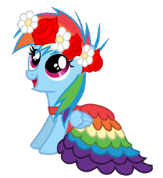 Size: 835x911 | Tagged: safe, artist:xxblueshy-bethanyxx, derpibooru import, rainbow dash, pegasus, pony, base used, clothes, cute, dashabetes, dress, female, filly, filly rainbow dash, floral head wreath, flower, flower filly, flower girl, flower girl dress, foal, open mouth, open smile, rainbow dash always dresses in style, simple background, smiling, solo, transparent background, younger