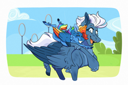 Size: 3526x2359 | Tagged: safe, artist:angstyram, derpibooru import, night glider, rainbow dash, pegasus, pony, outdoors, younger