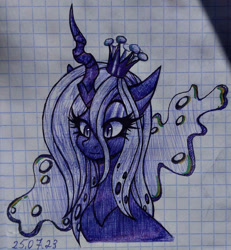 Size: 860x929 | Tagged: safe, artist:karitcaa, derpibooru import, queen chrysalis, changeling, g4, solo