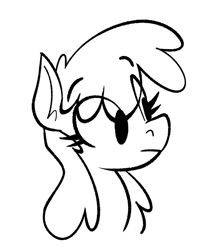 Size: 764x927 | Tagged: safe, artist:anontheanon, berry punch, earth pony, pony, black and white, bust, eye clipping through hair, eyebrows visible through hair, female, grayscale, mare, monochrome, simple background, solo, white background