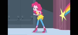 Size: 1600x720 | Tagged: safe, derpibooru import, screencap, pinkie pie, human, dance magic, equestria girls, g4, equestria girls specials, female, indoors, pillarboxing, solo