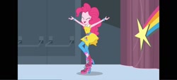 Size: 1600x720 | Tagged: safe, derpibooru import, screencap, pinkie pie, dance magic, equestria girls, g4, equestria girls specials, female, indoors, pillarboxing, solo