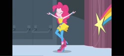 Size: 1600x720 | Tagged: safe, derpibooru import, screencap, pinkie pie, dance magic, equestria girls, g4, equestria girls specials, female, indoors, pillarboxing, solo