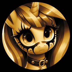 Size: 1024x1024 | Tagged: safe, ai content, derpibooru import, machine learning generated, oc, oc only, pony, unicorn, bust, collar, face paint, horn, long eyelashes, makeup, mascara, prompter:ryonasexy67846, prompter:sexyryona, solo