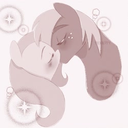 Size: 3000x3000 | Tagged: safe, artist:texacity, derpibooru import, big macintosh, fluttershy, earth pony, pegasus, pony, g4, blushing, bust, cute, duo, duo male and female, eyes closed, female, fluttermac, height difference, kiss on the lips, kissing, male, mare, monochrome, shipping, signature, sparkles, stallion, straight